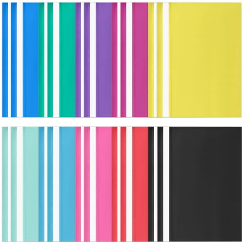 20 Pcs Carpetas de Proyectos A4 con Cubierta Transparente, Carpeta de Presentación de Plástico, Organizador de Documentos, Dossiers Fastener para Clasificación Oficina, Hogar, Escuela (10 Colores)