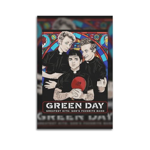 DWNARTS Green Day-Greatest Hits - Póster de la banda favorita de Dios, portada de álbum de música, lienzo, estético, moderno, impresiones decorativas para sala de estar, dormitorio, 40 x 60 cm, estilo