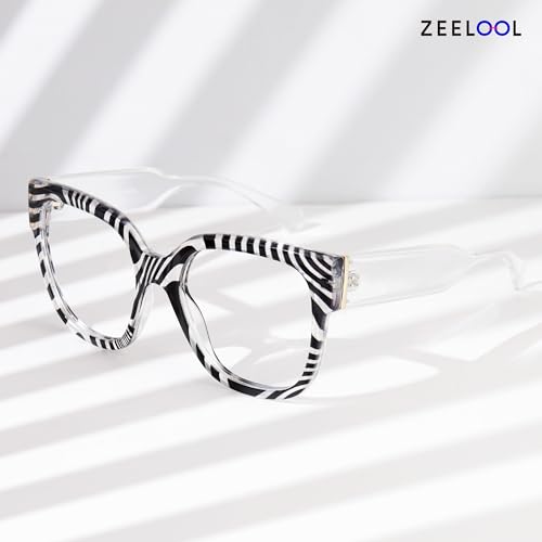 Image of Zeelool Blue Light Blocking Glasses, Square Glasses Frame for Women Eyeglasses with Non-prescription Clear Lenses ZJGP347466-01B, Zebra Print