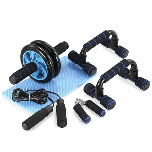 TOMSHOO AB Wheel Roller Kit with Push-Up Bar, Knee Mat, Jump Rope and Hand Gripper - Home Gym...