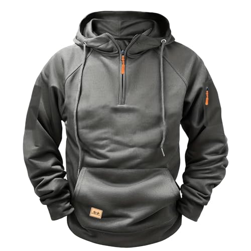 Sudadera de hombre térmica con capucha y cremallera para running gris L