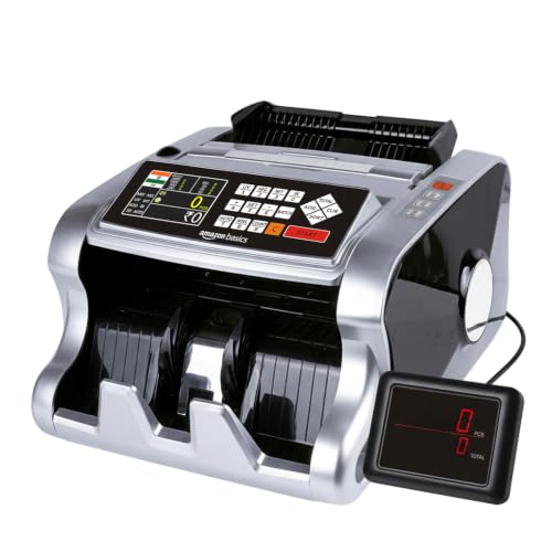 Image of Amazon Basics Mix Note Counting Machine with Fake Note Detection & LCD Display, Fully Automatic Cash Counter| Counts All Old & New Notes for INR ₹10-₹2000, UV MG IR MT Detection, Business & Retail Use