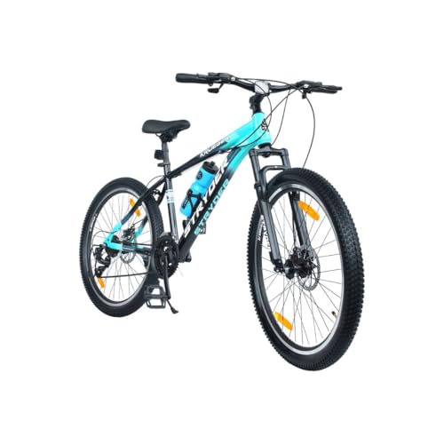 Image of Stryder 26T Krueger 21S Gear Mountain Cycle (Black-Teal Green) - 21-Speed | Front Suspension | Dual Disc Brakes | Steel Frame | Double Wall Alloy Rims | Unisex MTB Bicycle (Black::Teal Green)