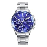 Reloj Mark Maddox HM1027-37 – Reloj Hombre Cronógrafo 43mm, Caja y Brazalete de Acero, Esfera Azul, Movimiento Cuarzo Analógico, WR 100m