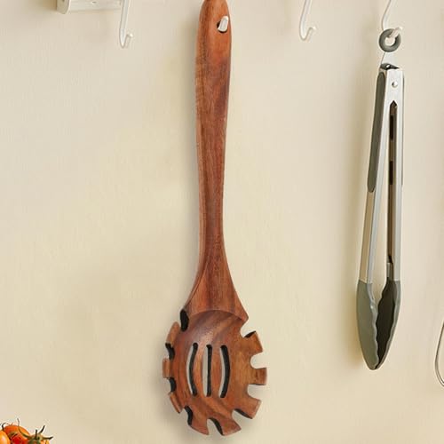 Cuchara de madera para pasta y fideos con mango largo 8
