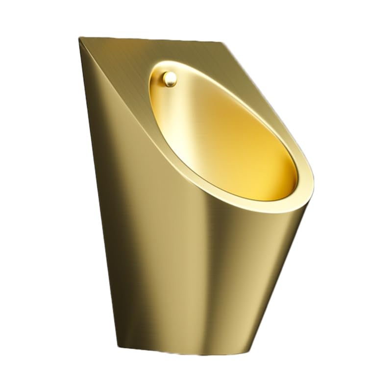 PFCDZDU Wall-Mounted Flushing Urinal, 304 Stainless Steel Men's Urinal Trough, Household/Commercial, Adult Urinal Toilet, Male Bathroom Public Toilet(Gold,C)