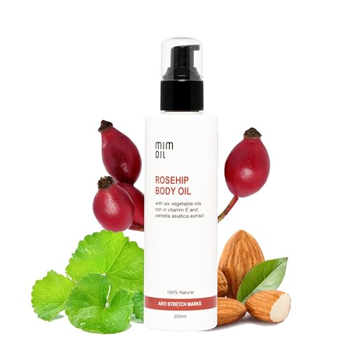 Aceite antiestrías con Rosa Mosqueta, Almendras Dulces, Centella Asiática y aceites ricos en vitamina E. 200 ml. 100% natural. Hidrata y ayuda a prevenir las estrías durante embarazo y adolescencia.