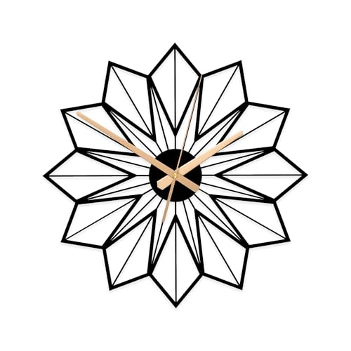 HYRCA Modern Geometric Wall Clock - Large Starburst 3D Metal