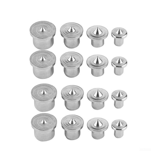 Shophubio Herramienta de alineación de tacos de madera | Juego de 16 piezas de centro de clavijas de acero con puntos de marcado de taladro de 6 mm, 8 mm, 10 mm, 12 mm | para localizador de agujeros