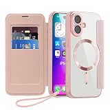 JOMA-E Shop iPhone 17 用の ケース 手帳型 magsafe対応 RFIDブロッキング 背面 透明 クリア 財布型 アイフォン 17 向けの カバー 手帳 ワイヤレス充電対応 カード入れ PU革 レザー スマホケース 軽量 薄型 防塵 耐衝撃 カメラレンズ保護 ストラップ付き ピンク