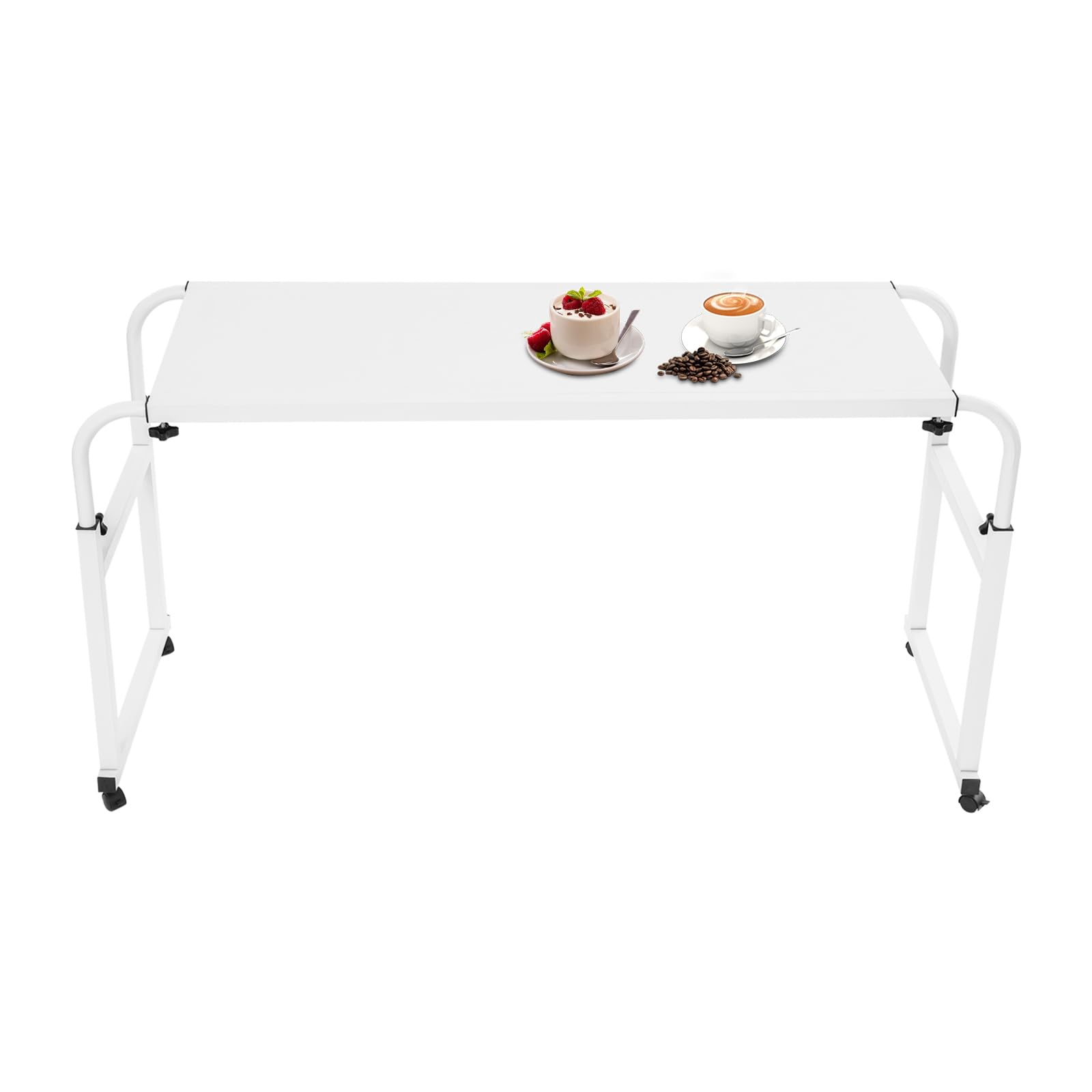 Table de lit avec roulettes, bureau au-dessus du lit, table de chevet, bureau mobile, bureau d'ordinateur portable, pour chambre à coucher, hauteur et longueur réglables