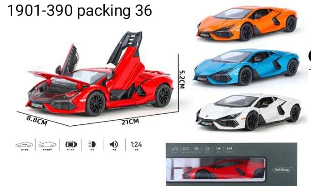 Image of 1:24 New Lamborghini Revuelto Toy Car Diecast Metal Pull Back Car - 4 Openable Doors with Sound & Light | Luxury Toy Car & Gift for Kids 【Colors as Per Stock】