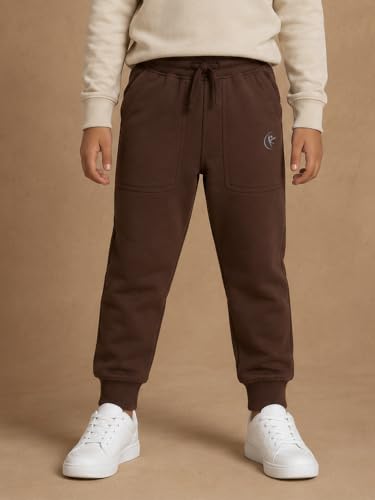 Image of KiddoPanti Boys Solid Fleece Track Pants | Cotton Poly Fleece Fabric | Ankle Length Bottom Rib | 2 Front Patch Pocket | Elastic Waist & Drawcord | Jogger Track Pants for Boys