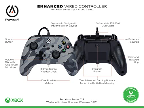 POWER A Wired Controller Enhanced Camo Artic Xbox Series X - vue 5