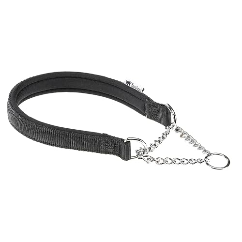 Ferplast Collare Cane Semistrozzo, in Nylon, Imbottito, Anti-trazione, per Addestramento Cani, Taglia M (Circonferenza Collo 33-45 cm), Nero.