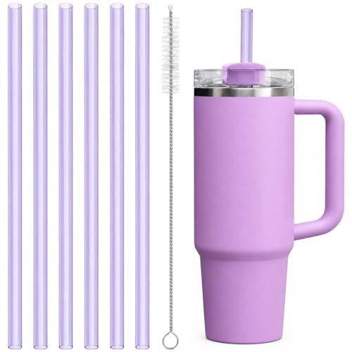 Image of Replacement Straws Compatible with 30 oz Stanley Quencher Tumbler, 10.5 Inch Reusable Straws, Drinking Cup Accessories,Purple - 6 Pack