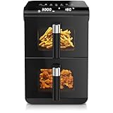 Arendo - Heißluftfritteuse XXL Dual Zone 2 Kammern – 11,4L Kapazität – 2 Zonen – Airfryer Doppelkammer mit Sichtfenster – 13 Programme – BPA-frei - 3D Umluftsystem - Sync und Match-Funktion