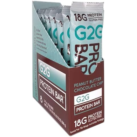 G2G Protein Bar, Peanut Butter Chocolate Chip, Real Food, Refrigerated for Freshness, Healthy Snack, Delicious Meal Replacement, Gluten-Free, 8 Count (Pack of 8) Cover