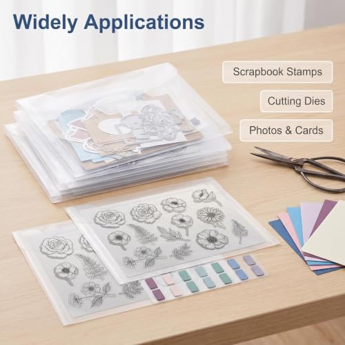 Image of 20 PCS Clear Stamps Storage Panels,Resealable Die Cut Storage Bag, White Plastic Stamps Organizer Panels, Clear Stamp Organizer Set for Die Cutting and Decorative (20PCS)
