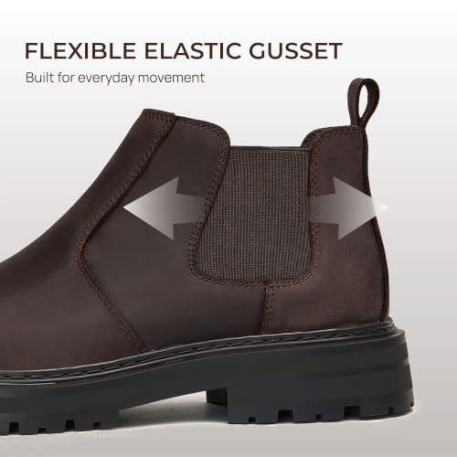 Image of Holy dove Men's Wide Toe Box Platform Chelsea Boots Slip-On Casual Ankle Dress Boot