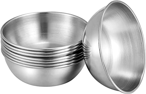 UPKOCH 8Pcs Stainless Steel Sauce Dishes (8cm), Mini Individual Saucers Bowl Round Seasoning Dishes, Prep Bowls, Dipping Bowls, Serving Dishes, Seasoning Bowl Sushi Soy Dishes (Silver)