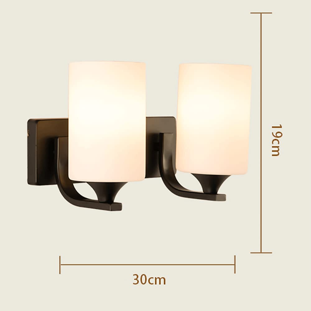 Aplique de Pared Industrial de 2 Luces, lámpara de Soporte de Metal Negro con Pantalla de Vidrio cilíndrica, iluminación Decorativa rústica Antigua E27, lámparas Sencillas Estilo l