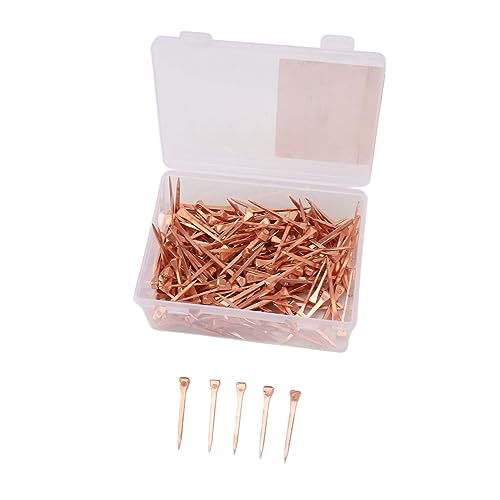 flexman 250Pcs Horseshoe Nails, Plated Copper Horseshoe Tools Horse Equipment Horse Hoof Nail with Storage Box for Horse Training Equestrian Sports (51mm E5)