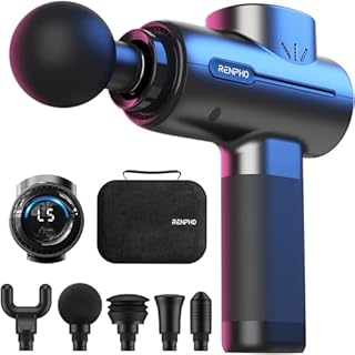 RENPHO Massage Gun Deep Tissue,Muscle Massage Gun with 5 Speeds 5 Massage Heads,10mm Amplitude Percussion Massager with Long Battery Life,for Gym Muscle Relaxation,Gifts for Women,Men,Black