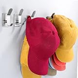 YIGII Adhesive Hat Hooks for Wall (4-Pack) - Modern Sticky Wall Hat Rack for Baseball Caps Organize,