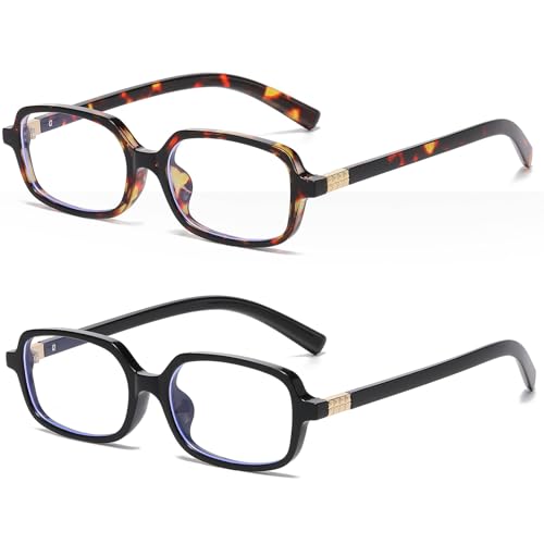 Image of Breaksun Retro Rectangle Glasses for Women Men Small Square Blue Light Blocking Glasses Vintage Eyeglasses