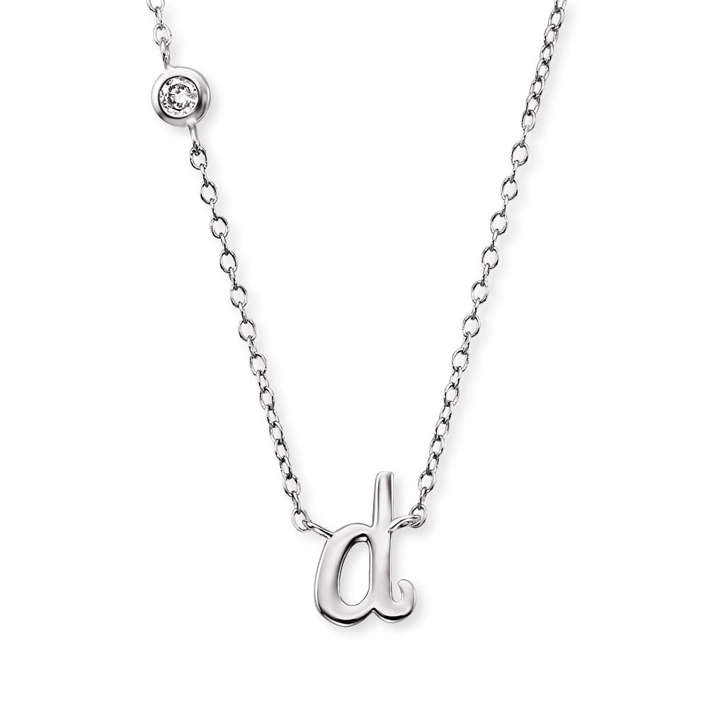 Angel Whisperer ERN-INITIAL-D Pendant with Chain Letter D Sterling Silver