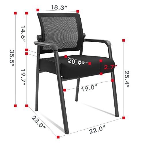 Klasika Desk Chair No Wheels With Adjustable Mesh Backrest, Arm Chair With Ergonomic Lumbar Support And Thickened Seats Cushion, Waiting Room Chairs For Office School Church Guest Reception #TOP2