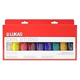 Lukas CRYL Studio Artist Acrylic Paint, MultiColor, Set of 9 100mL Tubes - High Pigment Acrylic Paints for Canvas Painting, Large Scale Works - Medium-Viscosity, Water-Mixable, Fast Drying