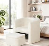 MALOL Mid-Century Velvet Chair with Storage Ottoman