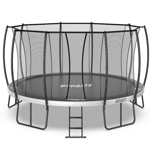BSPORTY 10FT Outdoor Trampoline with Enclosure & U-Legs