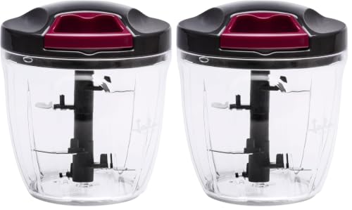 JATA HOGAR HMAQ4506 - Picadora Manual con Cuerda 900 ml, Trituradora de Alimentos Multifunción, Picador de Verduras, Cebolla, Ajo y Frutos Secos, Batidora Manual para Salsas y Emulsiones, Libre BPA
