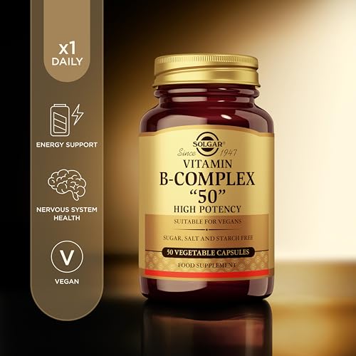 Solgar Vitamin B-Complex ''50'' Vegetable Capsules - Pack of 50 - High Potency Daily Capsule - Supports Mental Performance, Reduces Fatigue - For Busy and Active Lifestyles - With Thiamine, Riboflavin, Folic Acid - Vegan - Image 4
