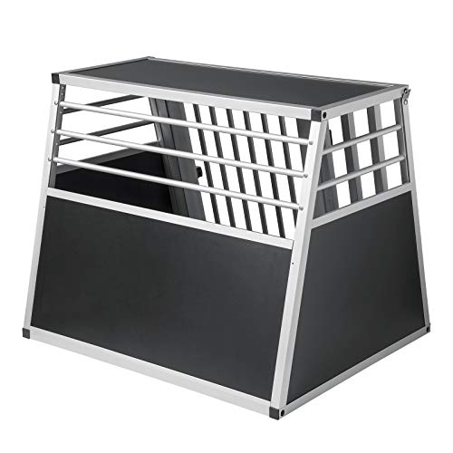 Eugad Trasportino Cane Auto, Trasportino Cani Media In Alluminio, Box Trasporto Per Cani Media Da Auto, Cuccia Cane Esterno, Kennel Per Canette Con Chiusura Per Viaggio Trasporto 80X65X65Cm - 5