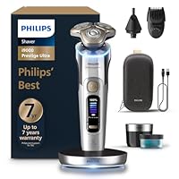 Philips Shaver i9000 Prestige Ultra, Wet & Dry Electric Shaver, Chrome, Skin IQ Pro Technology, Triple Lift & Cut System, 360 Rotating NanoTech Precision Blades, 5 Shaving Modes, Model XP9404/38
