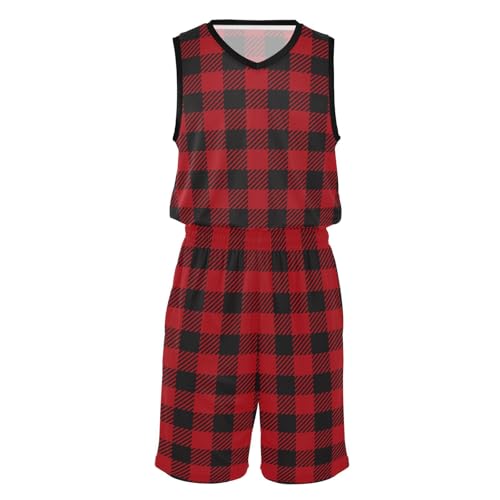 Maillot et short de basket-ball pour enfant anti-transpiration motif carreaux
