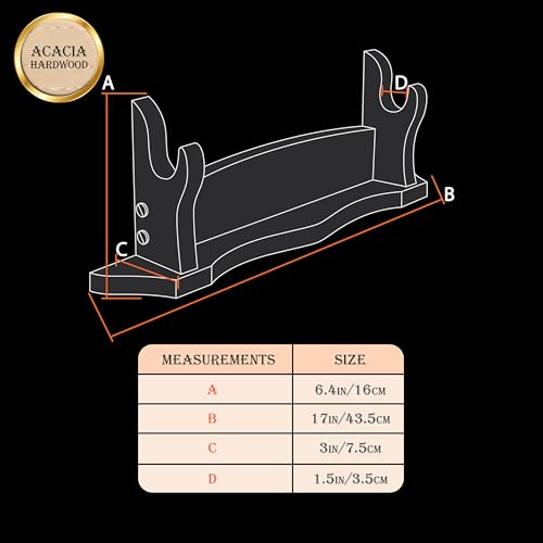 Mythrojan Medieval Sword Stand Solid Wood Horizontal Display Rack for Katana, Samurai, Gladiator, Crusader Swords Elegant Tabletop Holder, 1-Tier