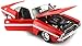 1970 Dodge Challenger R/T Coupe Red with White Top and White Stripes 1/24 Diecast Model Car by Maisto