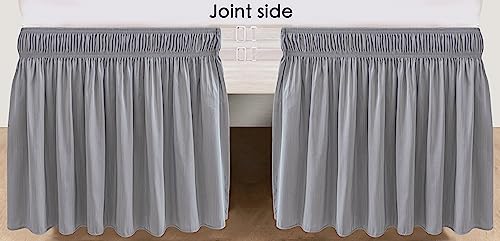 Biscaynebay Wrap Around Bed Skirts For Full & Full Xl Beds 15 Inches Drop, Silver Grey Elastic Dust Ruffles Easy Fit Wrinkle & Fade Resistant Silky Luxurious Fabric Solid Machine Washable #TOP4