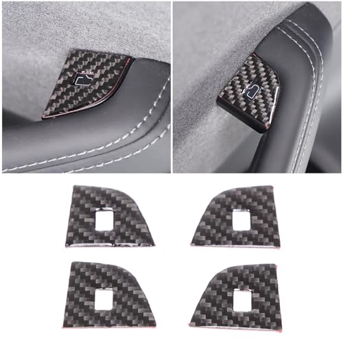 Qiosreui Car Door Lock Button Cover Trim Sticker Compatible with Tesla Model 3 Highlander 2023-2024, Inner Door Lock Switch Decal Trim, Carbon Fiber1