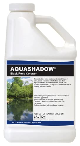 Aquashadow Black Pond Dye 1 Gallon UV-Blocking Colorant for Natural Mirror-Like Easy-to-Use Liquid Treatment for Lakes Ponds etc. Fish Safe Hides Submerged Equipment