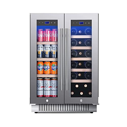 Vinique 24 Inch Wine And Beverage Refrigerator Dual Zone Cooler , 2-IN-1 Can And Wine Fridge With Memory Independent Temperature Control , LED , Quiet Operation Can Hold 20 Bottles And 75 Cans With NRTL DOE Certificate - Thumbnail 7