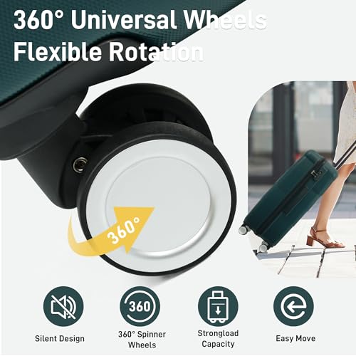 Hardshell Luggage Set of 3, Lightweight Suitcase with Double Spinner Wheels, 20/24/28 Inch, Secure Password Lock for Travel (Dark Green)3