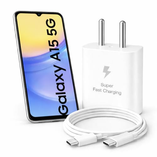 Image of 25W Charger for Samsung Galaxy A06 with Type-C to C Cable | Super Fast Charging PD Adapter for Galaxy S26 /S25 Ultra, S24 FE, M17e /A36 /A16, M15 /M17 /M55 5G, F17 /F70e /Z Fold & S /A /M /F /Z Series Phones