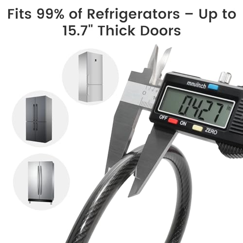 15.7'' Locks for Cabinets with Key, 0.31-inch Thick Braided Steel Cable Refrigerator Lock, Zinc Alloy Security Lock for French Door Fridges, Freezers, Cabinets, and Windows - Childproof & Tamper-Proof by Ayzylpth - Used condition - Image 6