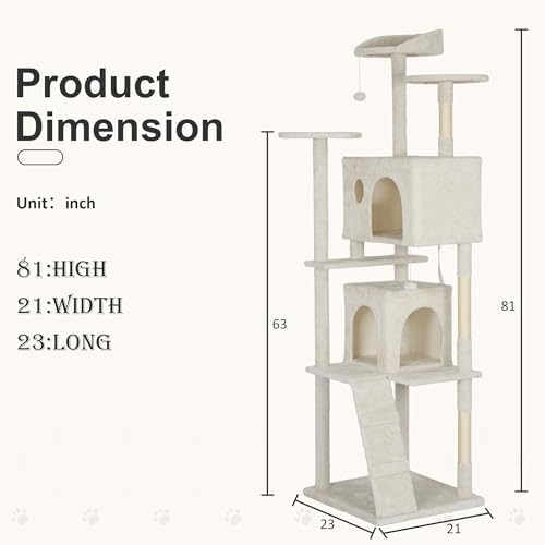 Torre para gatos 81 pulgadas multi-niveles beige miniatura 7